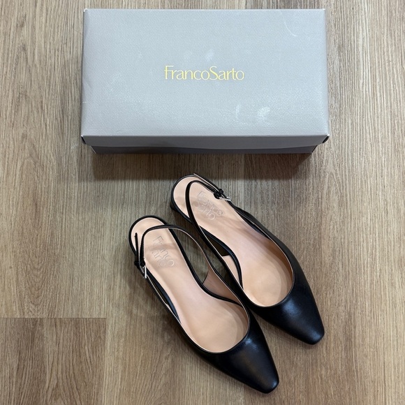 Franco Sarto Jacer Black Slingback Pointed Toe Pump Heels 9 - Picture 2 of 8